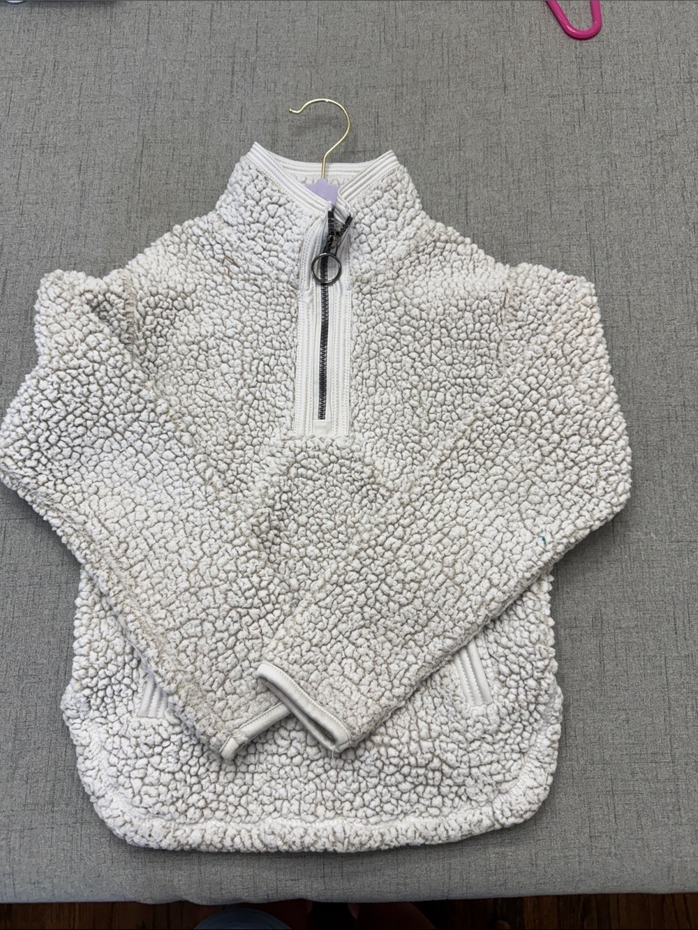 Kids Cream Sherpa Quarter-Zip Pullover Size 5/6